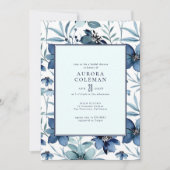 Elegant Navy Blue Blauwgroen Floral Vrijgezellenfe Kaart (Voorkant)