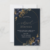 Elegant Navy Blue Bloemen repetitie diner Kaart (Voorkant)