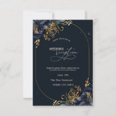 Elegant Navy Blue Bloemen repetitie diner Kaart (Voorkant)