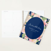 Elegant Navy Blue Blush Bloemen Lijst Bruiloft Planner (Display)