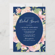 Elegant Navy Blue Blush Floral Lijst Vrijgezellenf