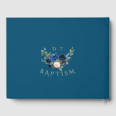 Elegant Navy Blue Blush Flowers Gold Boy Baptisme Gastenboek (Achterkant)