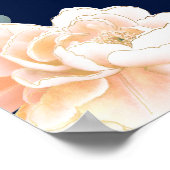 Elegant Navy Blue Blush Gold Peach Floral Weddensc Poster (Hoek)