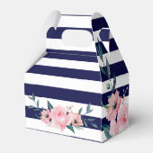 Elegant Navy Blue Blush Pink Floral Wedding Bedankdoosjes (Achterkant)