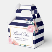 Elegant Navy Blue Blush Pink Floral Wedding Bedankdoosjes (Voorkant Zijde)