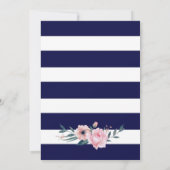 Elegant Navy Blue Blush Pink Floral Wedding Kaart (Achterkant)