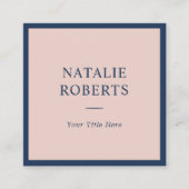 Elegant Navy Blue & Blush Pink minimalist omhuld Vierkante Visitekaartje (Voorkant)