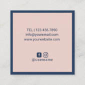 Elegant Navy Blue & Blush Pink minimalist omhuld Vierkante Visitekaartje (Achterkant)