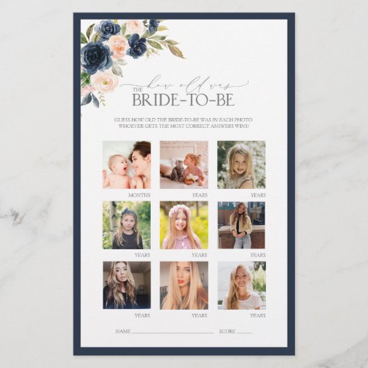 Elegant Navy Blue Blush Pink Vrijgezellenfeest Gam (Voorkant)