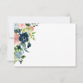 Elegant Navy Blue Blush Roos Bloemenbruiloft RSVP Kaartje (Achterkant)