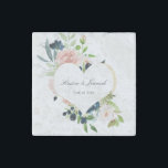 Elegant Navy Blue Blush Roos Floral Heart Wedding Stenen Magneet<br><div class="desc">Deze op maat gemaakte bloemstenen magneten zijn perfect voor huwelijksgunsten om uw gasten te geven. Deze elegante design sjabloon heeft handgeschilderde marineblauw en blush roze waterverf rozen met groen. Personaliseer uw namen en trouwdatum in zwarte scripttypografie. Bekijk onze I Love Weddingz shop voor meer selecties in dit collectie. Ontworpen door...</div>