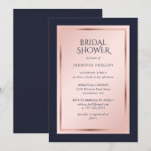 Elegant Navy Blue Blush Roos Gold Vrijgezellenfees Kaart (Voorkant / Achterkant)