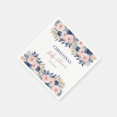Elegant Navy Blue Blush Roze Bloemen Baby shower Servet (Hoek)