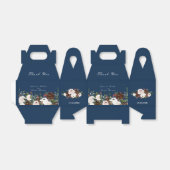 Elegant Navy Blue Blush Waterverf Floral Wedding Bedankdoosjes (Uitgevouwen)