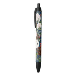 Elegant Navy Blue Blush Waterverf Floral Wedding Zwarte Inkt Pen