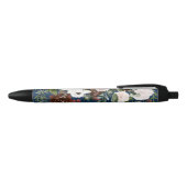 Elegant Navy Blue Blush Waterverf Floral Wedding Zwarte Inkt Pen (Bovenkant)