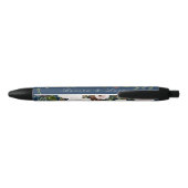 Elegant Navy Blue Blush Waterverf Floral Wedding Zwarte Inkt Pen (Achterkant)