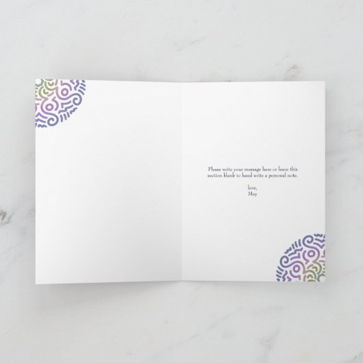 Elegant Navy Blue Boho Mandala Bruiloft Jubileum Kaart (Binnen)