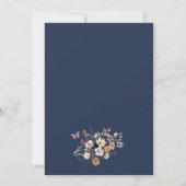 Elegant Navy Blue Boho Wildflower Modern Wedding Kaart (Achterkant)