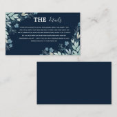 Elegant Navy Blue Botanical Details Wedding Informatiekaartje (Voorkant / Achterkant)