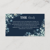 Elegant Navy Blue Botanical Details Wedding Informatiekaartje (Voorkant)