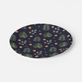Elegant Navy Blue Botanical Floral Leaf  Papieren Bordje (Gekanteld)