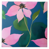 Elegant Navy Blue Botanical Tegeltje (Voorkant)