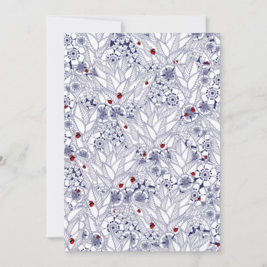 Elegant Navy Blue Botanical Wedding Kaart (Achterkant)