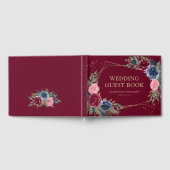 Elegant Navy Blue Bourgondië Goud Geometrisch Brui Gastenboek (Volledig)