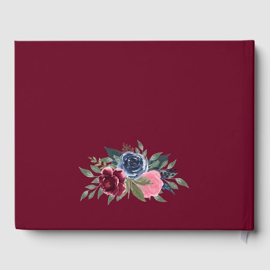 Elegant Navy Blue Bourgondië Goud Geometrisch Brui Gastenboek (Achterkant)