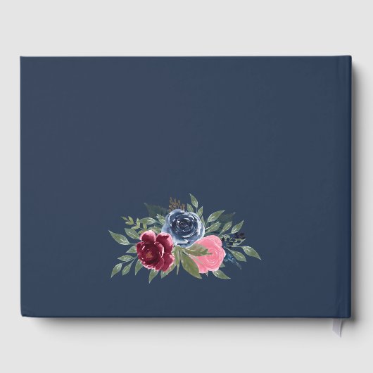 Elegant Navy Blue Bourgondië Goud Geometrisch Brui Gastenboek (Achterkant)