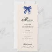 Elegant Navy Blue Bow 16th Birthday Program Menu Kaart (Achterkant)