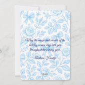  Elegant Navy Blue Bow & Fresh Greenery Photo  Feestdagenkaart (Achterkant)