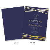 Elegant Navy Blue Boy Baptism Gold Folie Uitnodiging