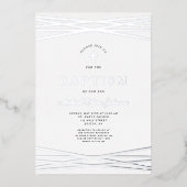 Elegant Navy Blue Boy Baptism Silver Folie Uitnodiging (Voorkant)