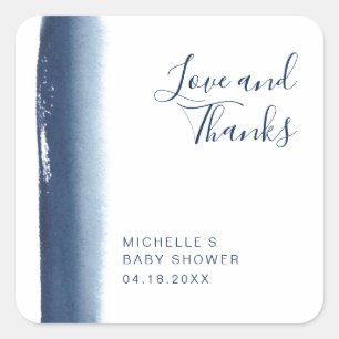 Elegant Navy Blue Boy Modern Baby shower Vierkante Sticker
