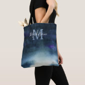 Elegant Navy Blue Bridal Party Monogram Tote Bag (Dichtbij)