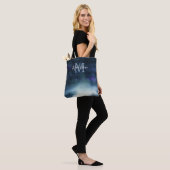 Elegant Navy Blue Bridal Party Monogram Tote Bag (Op model)