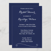 Elegant Navy Blue Bridal Shower Invitations Kaart (Voorkant / Achterkant)