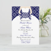 Elegant navy blue Bridal Shower Kaart (Staand voorkant)