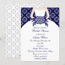 Elegant navy blue Bridal Shower Kaart