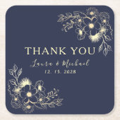 Elegant Navy Blue bruiloft dank u Kartonnen Onderzetters (Voorkant)