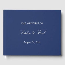 Elegant Navy Blue Bruiloft Gastenboek