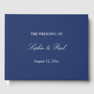 Elegant Navy Blue Bruiloft Gastenboek