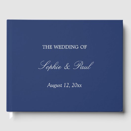 Elegant Navy Blue Bruiloft Gastenboek (Voorkant)