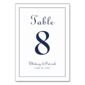 Elegant Navy Blue Bruiloft Receptie Tafel Formeel Kaart (Achterkant)