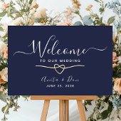 Elegant Navy Blue Bruiloft Welkom Poster