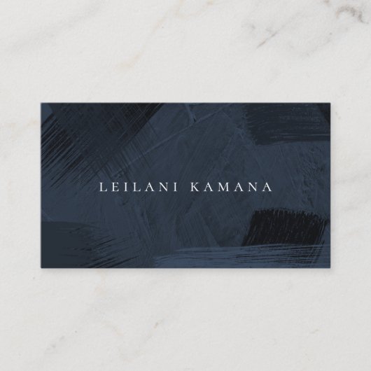 Elegant Navy Blue Brush Texture Visitekaartje (Voorkant)