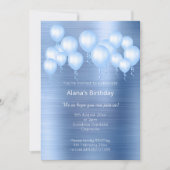 ELEGANT NAVY BLUE BRUSHED METAL PATROON BIRTHDAY KAART (Voorkant)