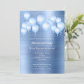 ELEGANT NAVY BLUE BRUSHED METAL PATROON BIRTHDAY KAART (Staand voorkant)